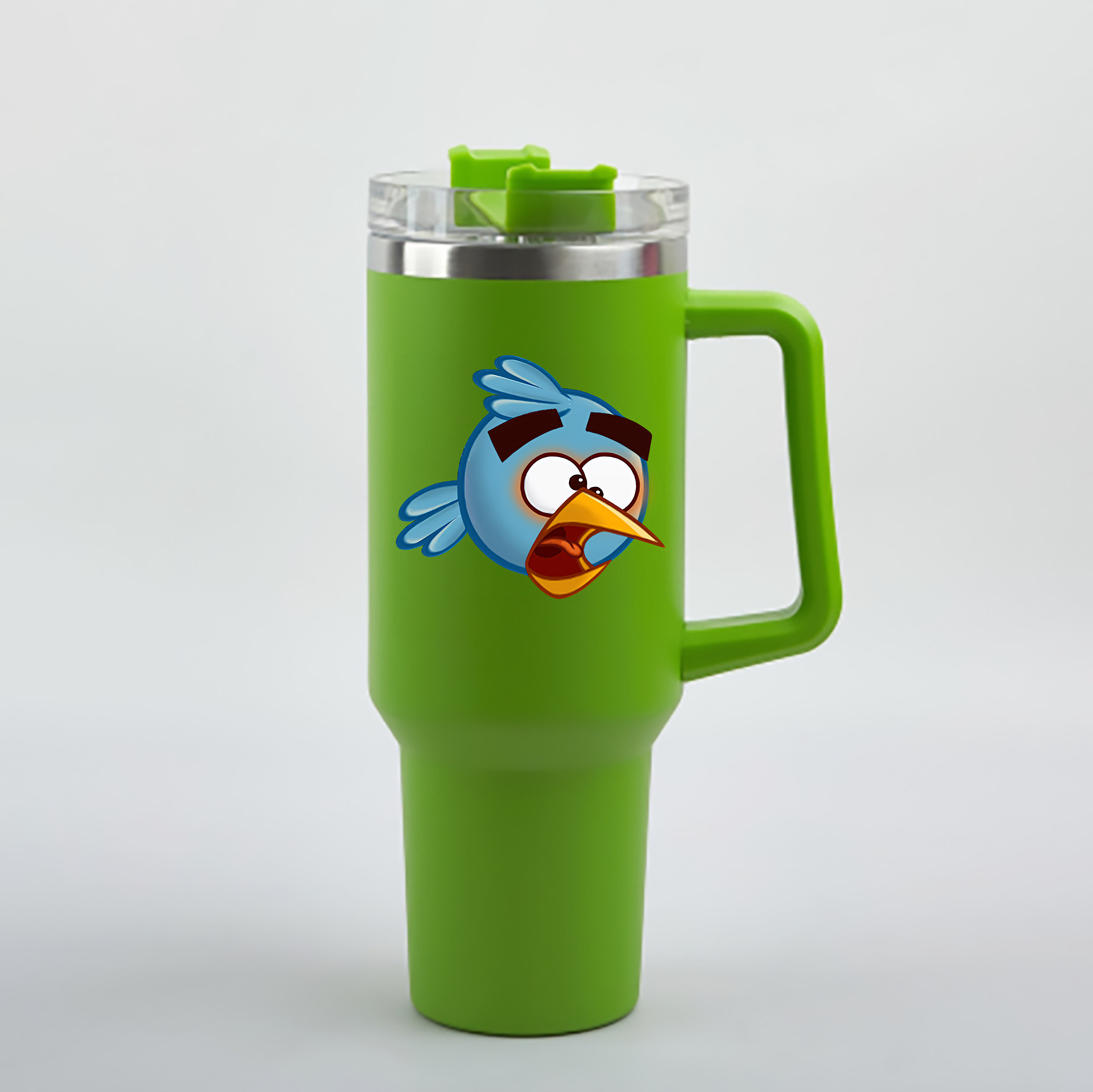 （画像用） Angry Birds アングリーバード 1200mL車用タンブラー - クリスタルステッカー（プラスチックストロー付き）